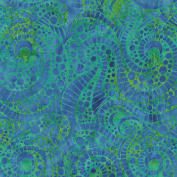 Fossil Finesse 112523975 Teal Bermuda by Kathy Engle for Island Batik, Image