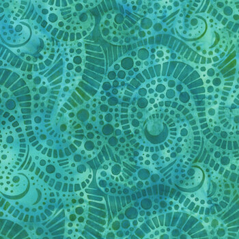 Fossil Finesse 112523970 Teal Parakeet by Kathy Engle for Island Batik, Image
