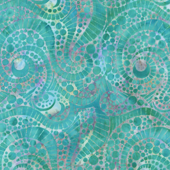 Fossil Finesse 112523845 Multi Green Purple Mardi Gras by Kathy Engle for Island Batik, Image