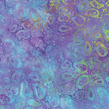 Fossil Finesse 112520845 Multi Green Purple Mardi Gras by Kathy Engle for Island Batik, Image