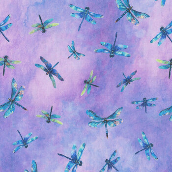 Dragonfly Mist NATURE-CD3895 LAVENDER by Timeless Treasures Fabrics, Image