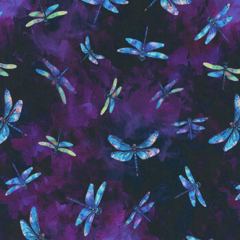 Dragonfly Mist NATURE-CD3895 PURPLE by Timeless Treasures Fabrics, Image