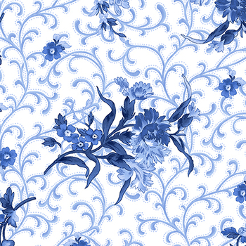 Blue Belle MAS10902-W Floral With Scroll by Maywood Studio, Image