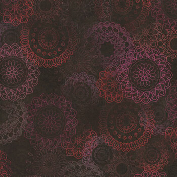 Operetta MAS11002-JM Black/Maroon Lace Flowers by Monique Jacobs for Maywood Studio, Image