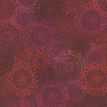 Operetta MAS11002-MR Maroon/Red Lace Flowers by Monique Jacobs for Maywood Studio, Image