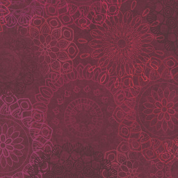Operetta 108" Wide MASQB11009-MR Maroon/Red Lace Flowers by Monique Jacobs for Maywood Studio, Image