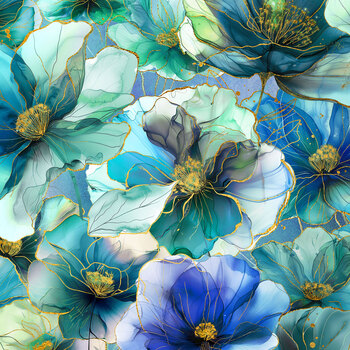 Flourish X5625-174 Seamist by Hoffman Fabrics, Image