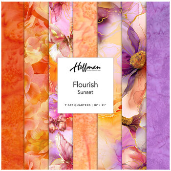 Flourish  Sunset 7 FQ Set by Hoffman Fabrics, Image