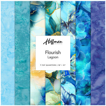 Flourish  Lagoon 7 FQ Set by Hoffman Fabrics, Image