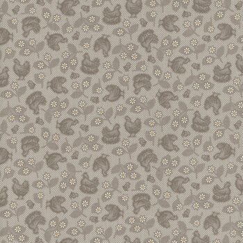 Farmer's Daughter C17160-PEWTER Hens & Chicks by Lori Holt for Riley Blake Designs, Image