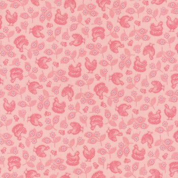 Farmer's Daughter C17160-CORAL Hens & Chicks by Lori Holt for Riley Blake Designs, Image