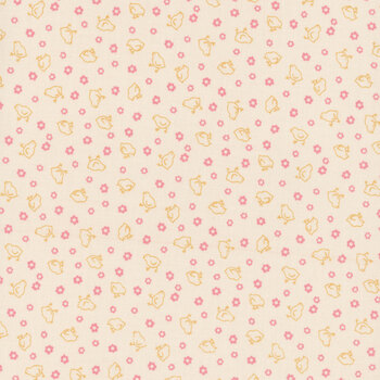 Farmer's Daughter C17187-CORAL Baby Chicks Background by Lori Holt for Riley Blake Designs, Image