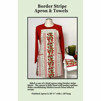 Border Stripe Apron & Towels Pattern - PDF Download, Image