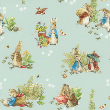 Peter Rabbit™ and Benjamin Bunny™ CD17250-BLUE Main by Riley Blake Designs, Image
