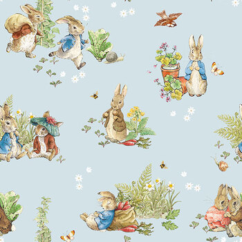 Peter Rabbit™ and Benjamin Bunny™ CD17250-BLUE Main by Riley Blake Designs, Image