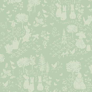 Peter Rabbit™ and Benjamin Bunny™ C17251-GREEN Tonal Garden by Riley Blake Designs, Image
