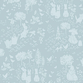 Peter Rabbit™ and Benjamin Bunny™ C17251-BLUE Tonal Garden by Riley Blake Designs, Image