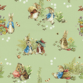 Peter Rabbit™ and Benjamin Bunny™ CD17250-GREEN Main by Riley Blake Designs, Image