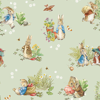 Peter Rabbit™ and Benjamin Bunny™ CD17250-GREEN Main by Riley Blake Designs, Image