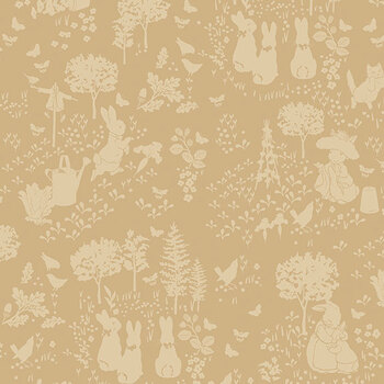 Peter Rabbit™ and Benjamin Bunny™ C17251-TAN Tonal Garden by Riley Blake Designs, Image