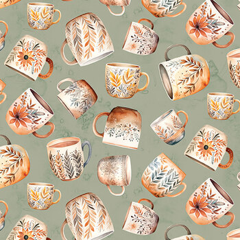 Coffee Time CD17131-SAGE Coffee Mugs by Riley Blake Designs, Image
