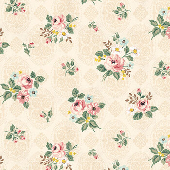 Rose & Violet's Bouquet des Fleurs C17291-CREAM Posy by Miss Rose Sister Violet for Riley Blake Designs, Image