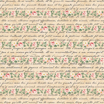 Rose & Violet's Bouquet des Fleurs C17296-PARCHMENT Poem by Miss Rose Sister Violet for Riley Blake Designs, Image
