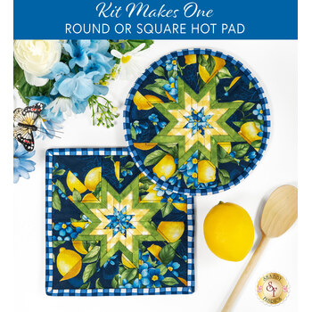  Folded Star Hot Pad Kit - Limoncello - Blue - Round OR Square, Image