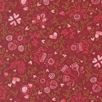 Darling Peony 48792-16 Cranberry by Robin Pickens for Moda Fabrics, Image