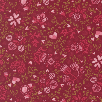 Darling Peony 48792-16 Cranberry by Robin Pickens for Moda Fabrics, Image