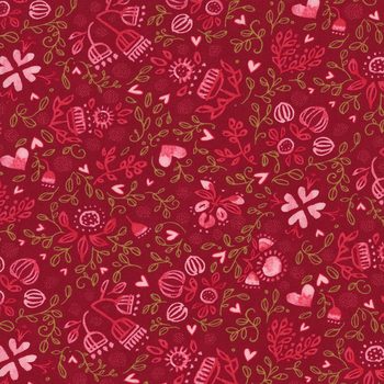 Darling Peony 48792-16 Cranberry by Robin Pickens for Moda Fabrics, Image