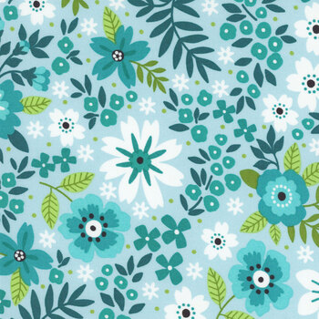 Seaside Garden 17180-24 Aquamarine by Shelley Cavanna for Benartex, Image