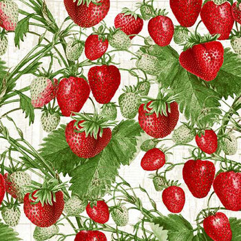 Berry Besties 2259-86 Red/Green Strawberries by Andrea Tachiera for Henry Glass Fabrics, Image