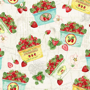 Berry Besties 2265-86 Multi Strawberry Basket by Andrea Tachiera for Henry Glass Fabrics, Image