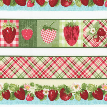 Berry Besties 2268-86 Multi Border Stripe by Andrea Tachiera for Henry Glass Fabrics, Image