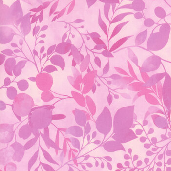 Blissful Blooms 3570-22 Pink Fern & Foliage by Color Principle for Henry Glass Fabrics, Image