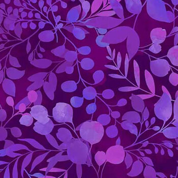 Blissful Blooms 3570-55 Purple Fern & Foliage by Color Principle for Henry Glass Fabrics, Image