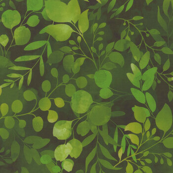 Blissful Blooms 3570-66 Green Fern & Foliage by Color Principle for Henry Glass Fabrics, Image