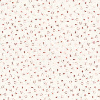 Love Bugs 3574-44 Cream/Pink Small Flowers & Bugs Dots by Janet Rae Nesbitt for Henry Glass Fabrics, Image