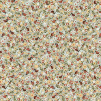 Love Bugs 3575-17 Light Blue Calico by Janet Rae Nesbitt for Henry Glass Fabrics, Image