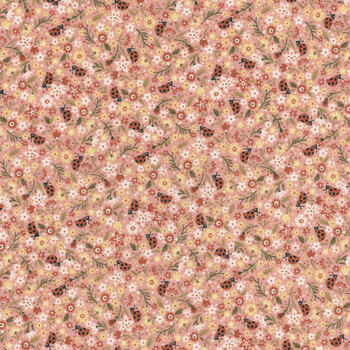 Love Bugs 3575-22 Light Pink Calico by Janet Rae Nesbitt for Henry Glass Fabrics, Image