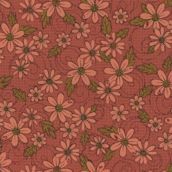 Love Bugs 3578-88 Red Daisy Allover by Janet Rae Nesbitt for Henry Glass Fabrics, Image