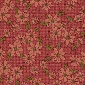 Love Bugs 3578-88 Red Daisy Allover by Janet Rae Nesbitt for Henry Glass Fabrics, Image