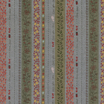 Love Bugs 3582-95 Charcoal Binding Stripe by Janet Rae Nesbitt for Henry Glass Fabrics, Image