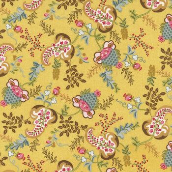 Love Struck 2283-44 Yellow Fancy Floral by Kim Diehl for Henry Glass Fabrics, Image
