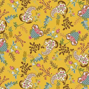 Love Struck 2283-44 Yellow Fancy Floral by Kim Diehl for Henry Glass Fabrics, Image