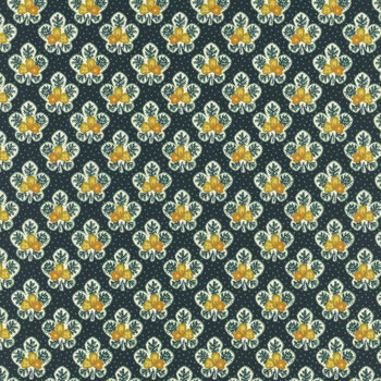 Love Struck 2284-77 Navy Leafy Blossoms by Kim Diehl for Henry Glass Fabrics, Image