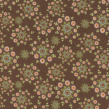 Love Struck 2289-33 Brown Daisy Wreaths by Kim Diehl for Henry Glass Fabrics, Image