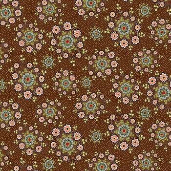 Love Struck 2289-33 Brown Daisy Wreaths by Kim Diehl for Henry Glass Fabrics, Image