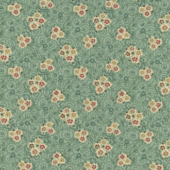 Love Struck 2293-11 Aqua Flower Cart by Kim Diehl for Henry Glass Fabrics, Image